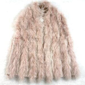 Boston Proper M Faux Fur Vest Marabou Feathers Blush Pink Ethereal Upscale Glam